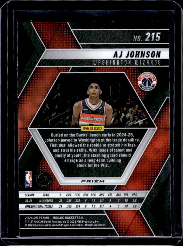 2024-25 Panini Mosaic #215 AJ Johnson Base Mosaic