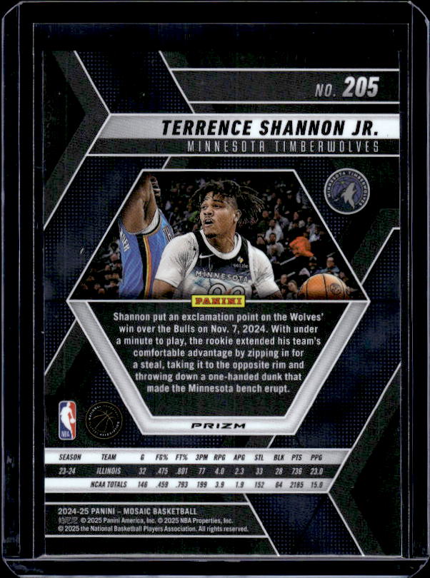 2024-25 Panini Mosaic #205 Terrence Shannon Jr. Base Mosaic