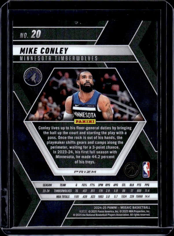 2024-25 Panini Mosaic #20 Mike Conley Green Mosaic