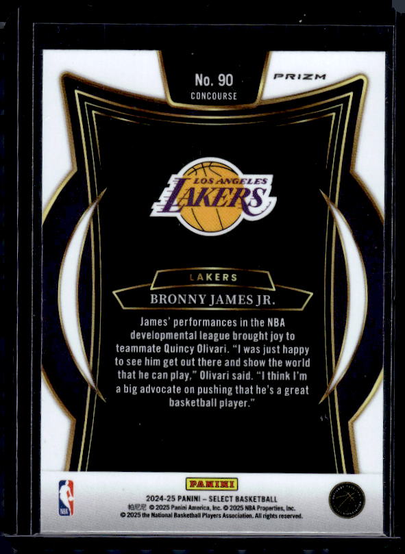 2024-25 Panini Select #90 Bronny James Jr. Blue Prizm