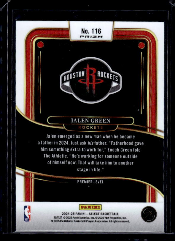 2024-25 Panini Select #116 Jalen Green Blue Prizm