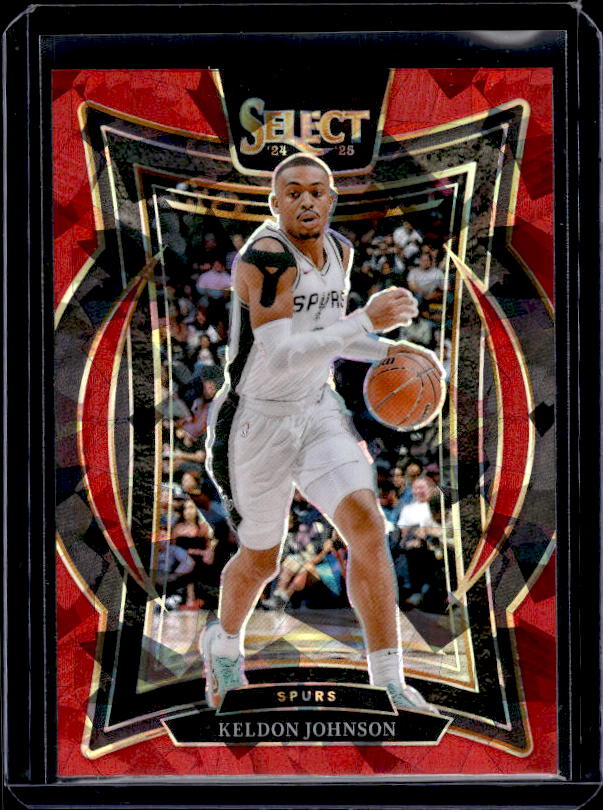 2024-25 Panini Select #58 Keldon Johnson Red Cracked Ice Prizm