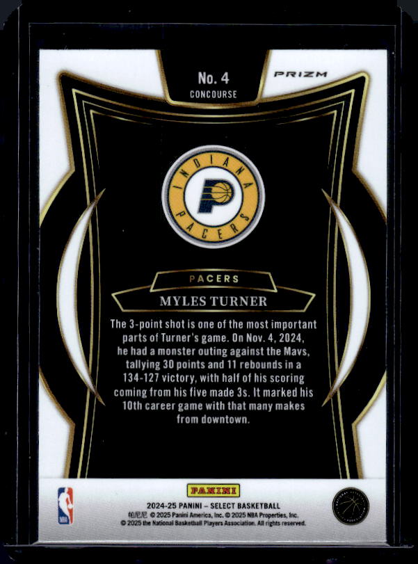 2024-25 Panini Select #4 Myles Turner Red Cracked Ice Prizm
