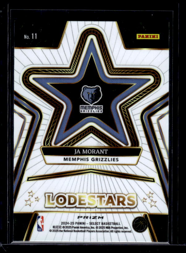 2024-25 Panini Select #11 Ja Morant Lodestars Green Prizms