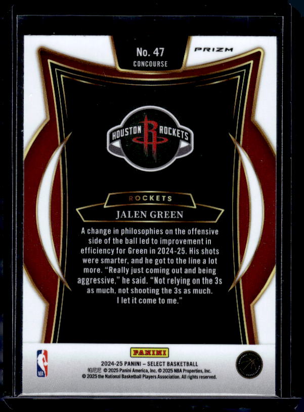 2024-25 Panini Select #47 Jalen Green Silver Prizm