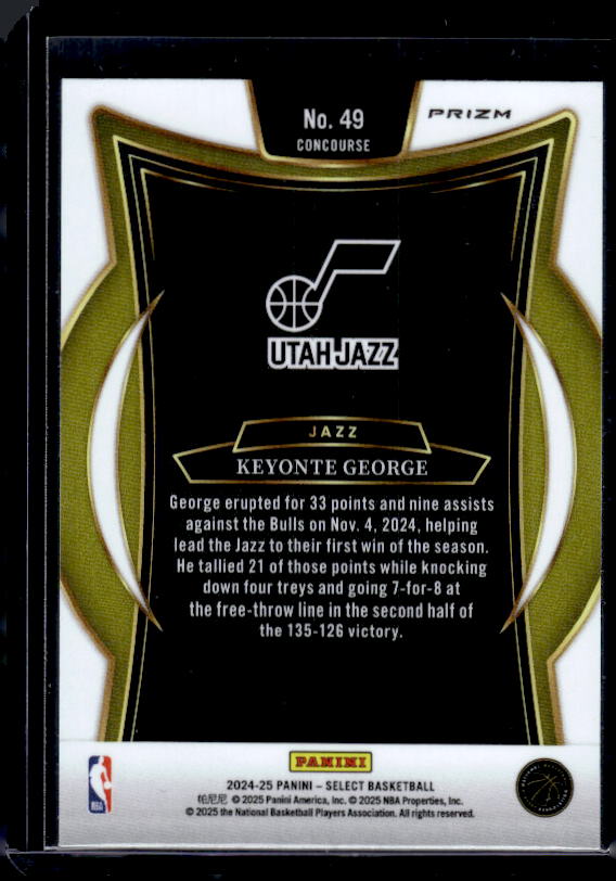 2024-25 Panini Select #49 Keyonte George Red Cracked Ice Prizm