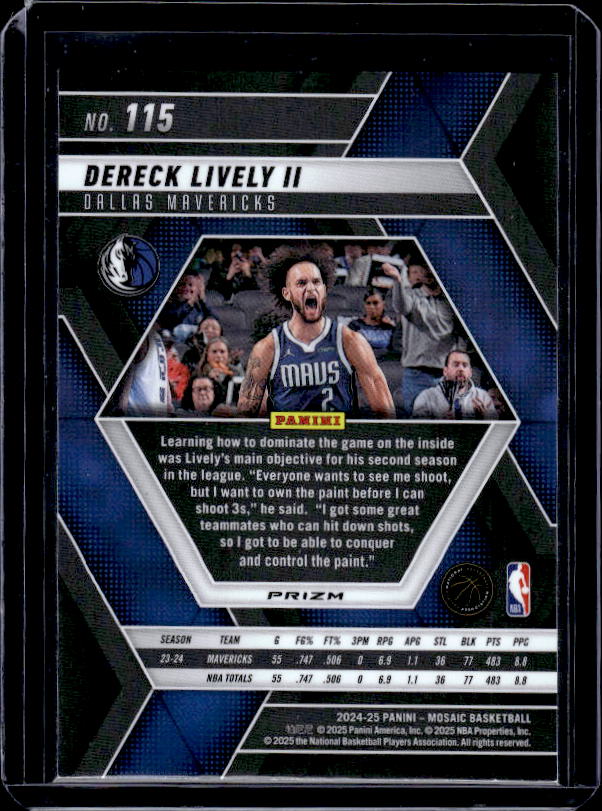 2024-25 Panini Mosaic #115 Dereck Lively II Green Mosaic