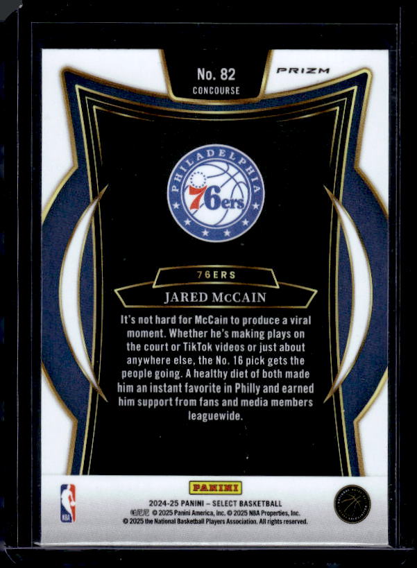 2024-25 Panini Select #82 Jared McCain Red Cracked Ice Prizm