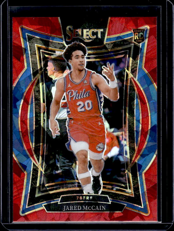 2024-25 Panini Select #82 Jared McCain Red Cracked Ice Prizm