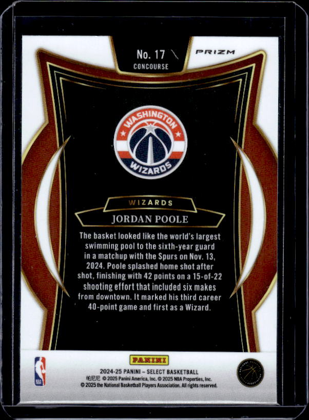 2024-25 Panini Select #17 Jordan Poole Red Cracked Ice Prizm