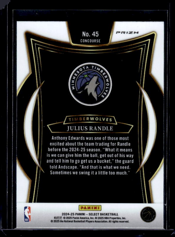 2024-25 Panini Select #45 Julius Randle Blue Prizm