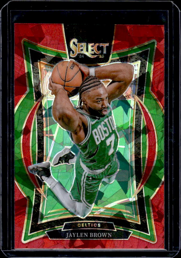 2024-25 Panini Select #29 Jaylen Brown Red Cracked Ice Prizm