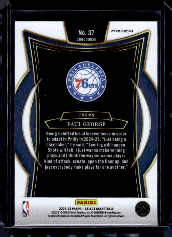 2024-25 Panini Select #37 Paul George Red Cracked Ice Prizm