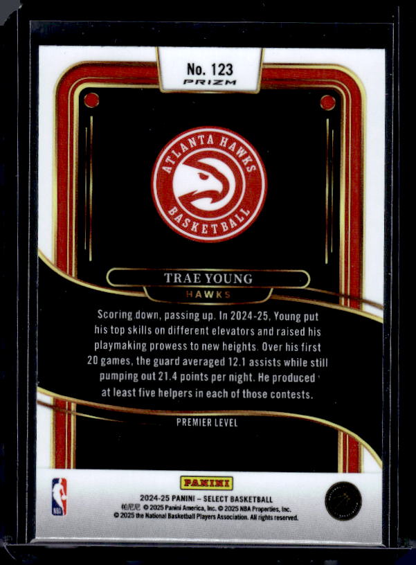 2024-25 Panini Select #123 Trae Young Red Cracked Ice Prizm