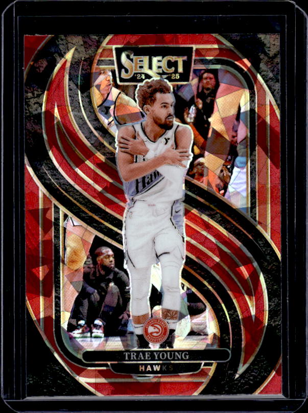 2024-25 Panini Select #123 Trae Young Red Cracked Ice Prizm