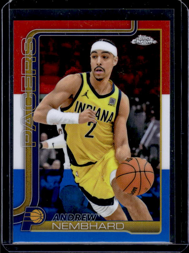 2025-26 Topps Chrome #97 Andrew Nembhard Red White and Blue Refractor