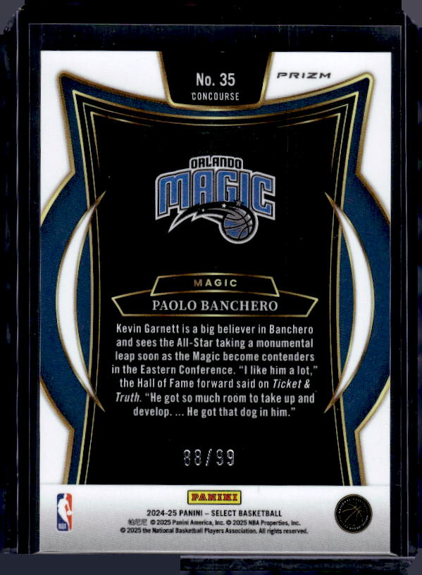 2024-25 Panini Select #35 Paolo Banchero Pink Cracked Ice Prizm #/99