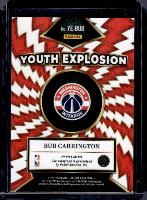 2024-25 Panini Select #YE-BUB Bub Carrington Youth Explosion Signatures