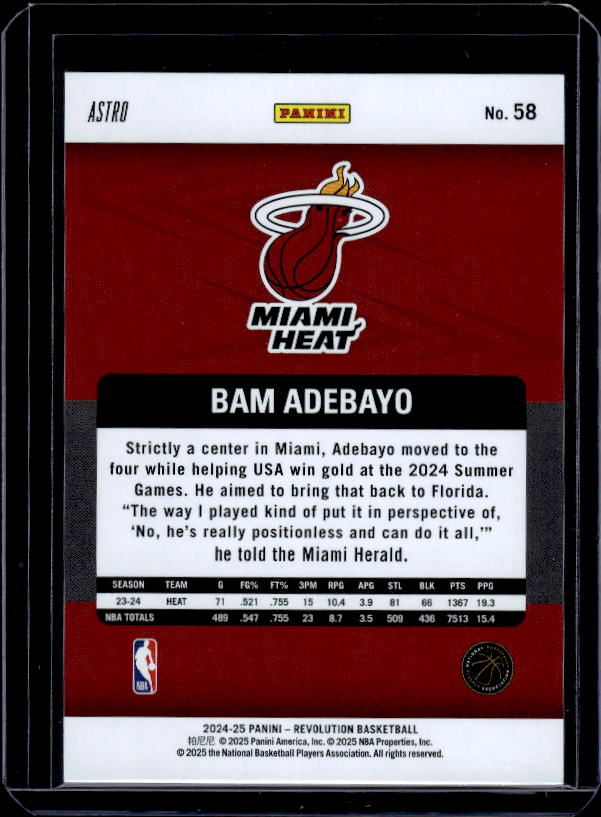 2024-25 Panini Revolution #58 Bam Adebayo Astro