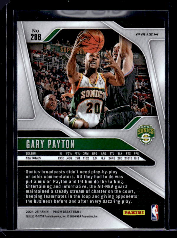 2024-25 Panini Prizm #286 Gary Payton Prizms Orange Ice