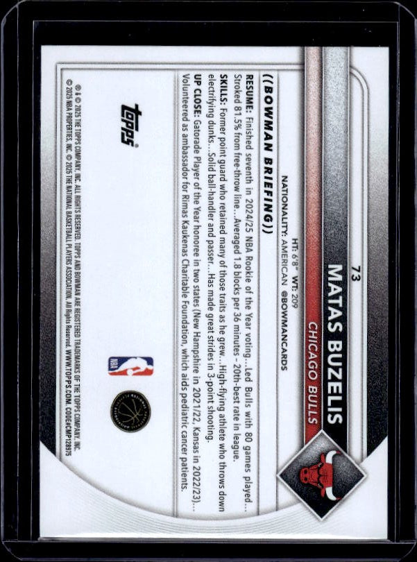 2025-26 Bowman #73 Matas Buzelis