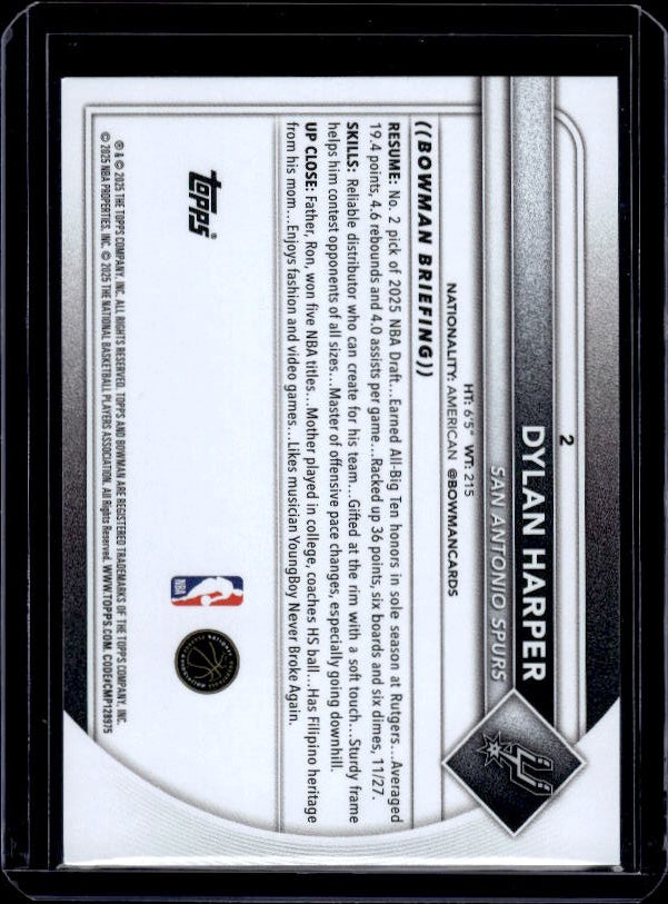 2025-26 Bowman #2 Dylan Harper
