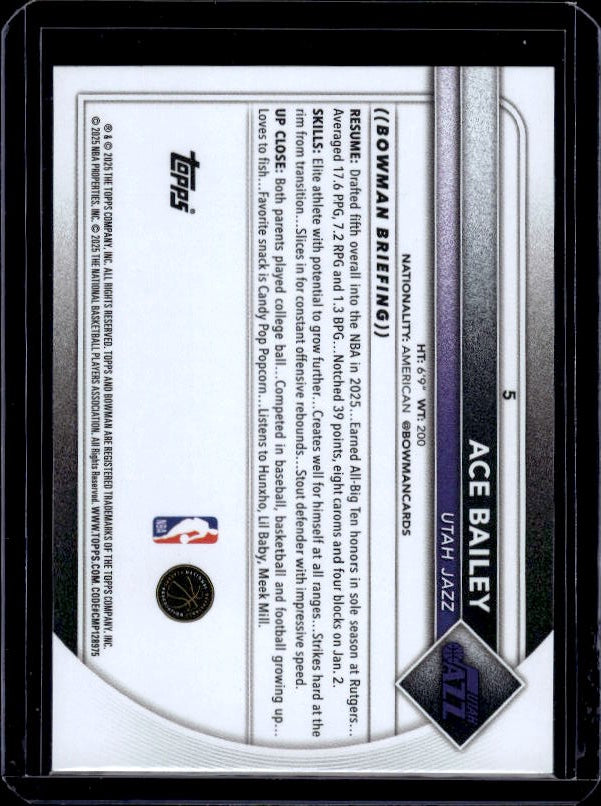 2025-26 Bowman #5 Ace Bailey