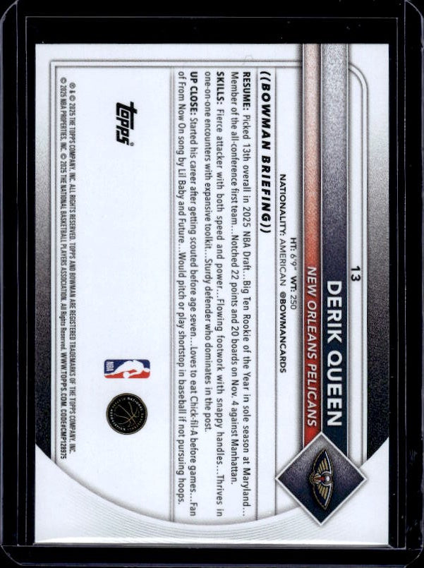2025-26 Bowman #13 Derik Queen