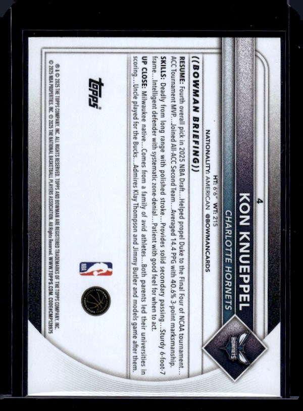 2025-26 Bowman #4 Kon Knueppel