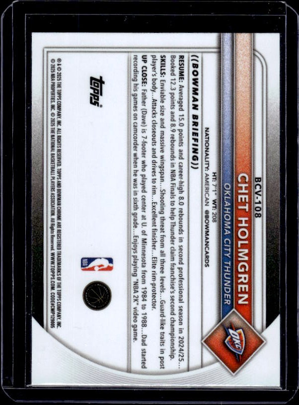 2025-26 Bowman #BCV-108 Chet Holmgren Chrome