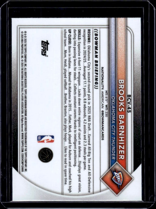 2025-26 Bowman #BCV-45 Brooks Barnhizer Chrome
