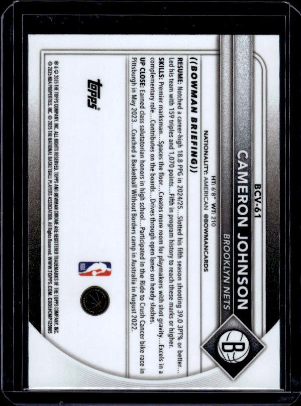 2025-26 Bowman #BCV-61 Cameron Johnson Chrome