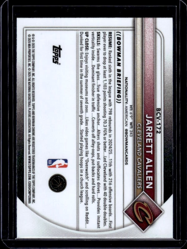 2025-26 Bowman #BCV-172 Jarrett Allen Chrome
