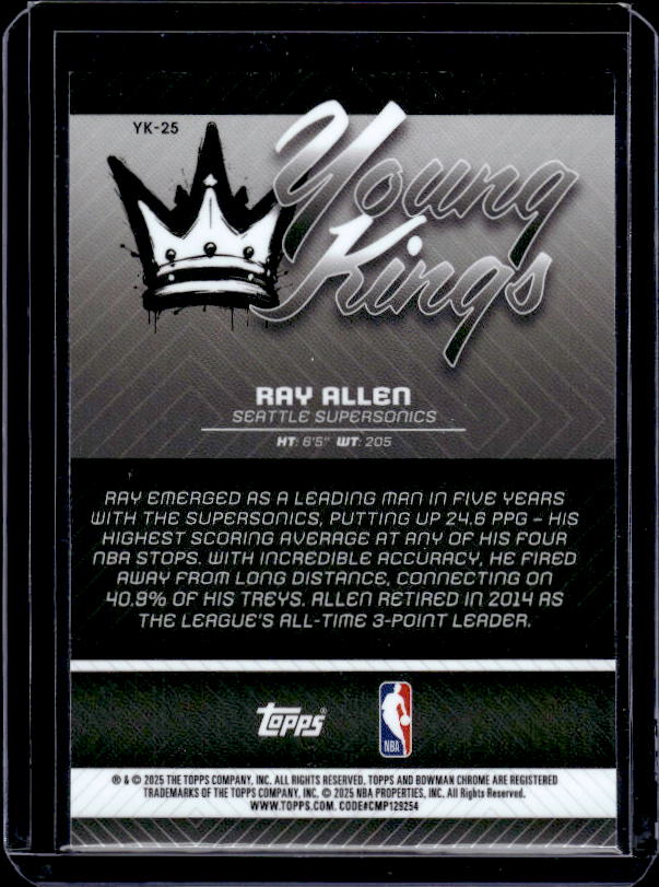 2025-26 Bowman #YK-25 Ray Allen Young Kings