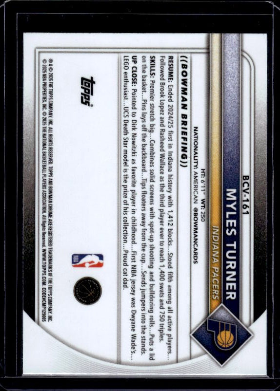 2025-26 Bowman #BCV-161 Myles Turner Chrome