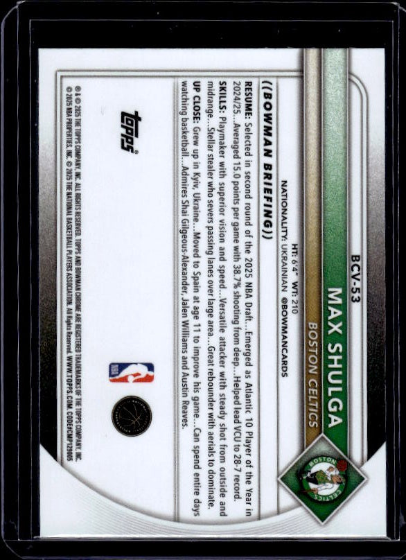 2025-26 Bowman #BCV-53 Max Shulga Chrome
