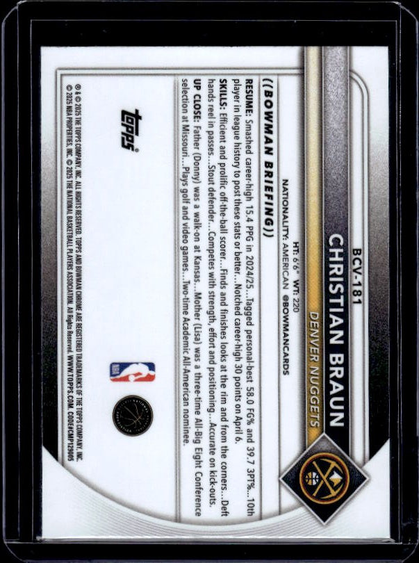 2025-26 Bowman #BCV-181 Christian Braun Chrome