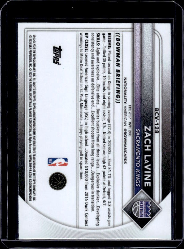2025-26 Bowman #BCV-128 Zach LAVine Chrome