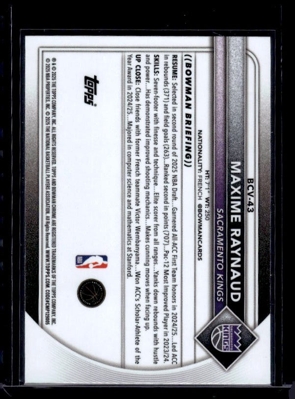 2025-26 Bowman #BCV-43 Maxime Raynaud Chrome