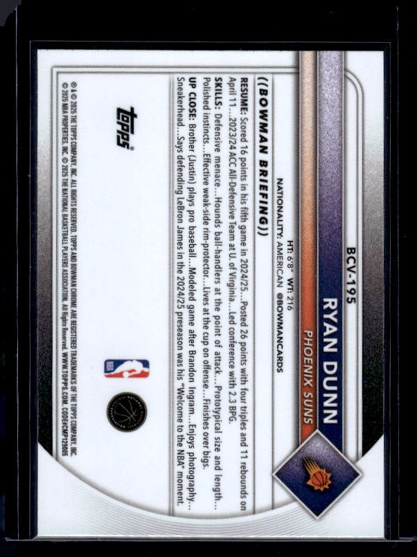 2025-26 Bowman #BCV-195 Ryan Dunn Chrome