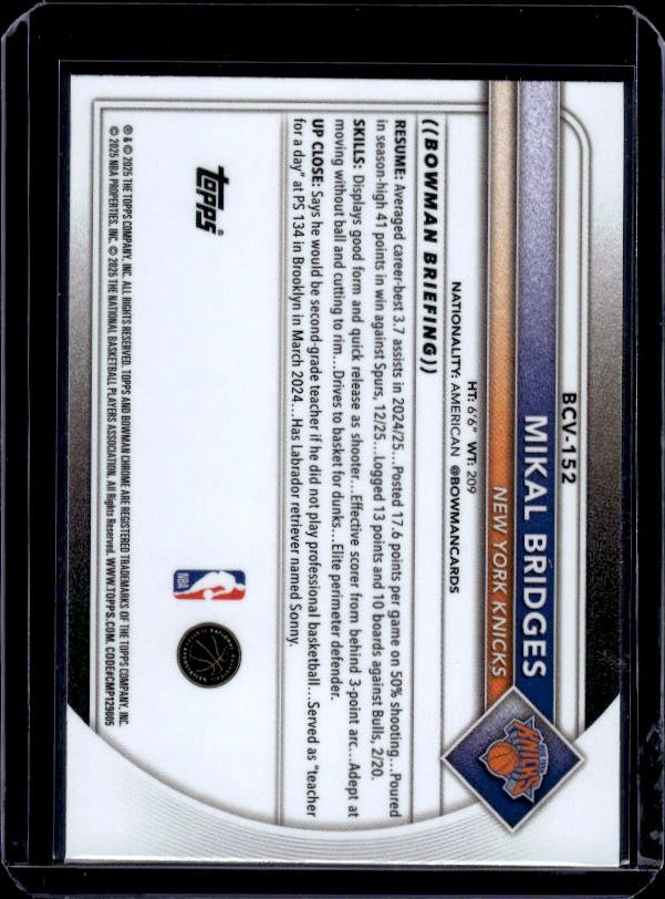 2025-26 Bowman #BCV-152 Mikal Bridges Chrome
