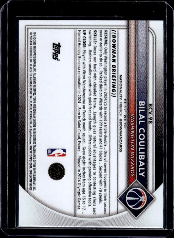 2025-26 Bowman #BCV-98 Bilal Coulibaly Chrome