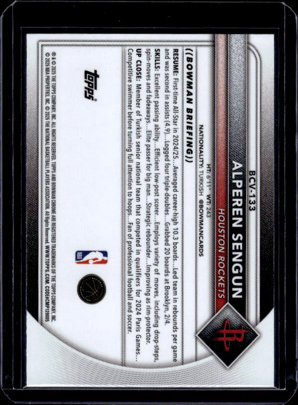 2025-26 Bowman #BCV-133 Alperen Sengun Chrome