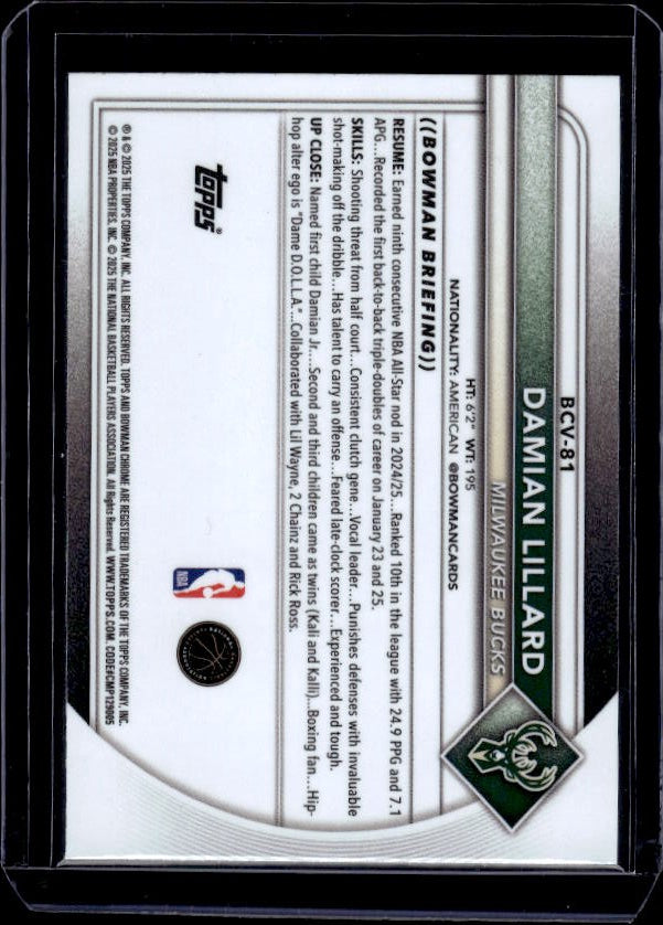 2025-26 Bowman #BCV-81 Damian Lillard Chrome