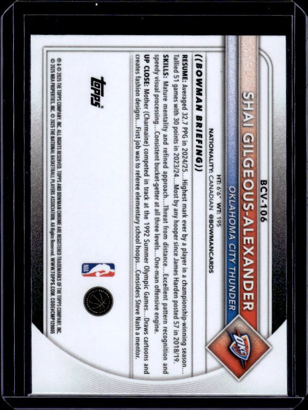 2025-26 Bowman #BCV-106 Shai Gilgeous-Alexander Chrome