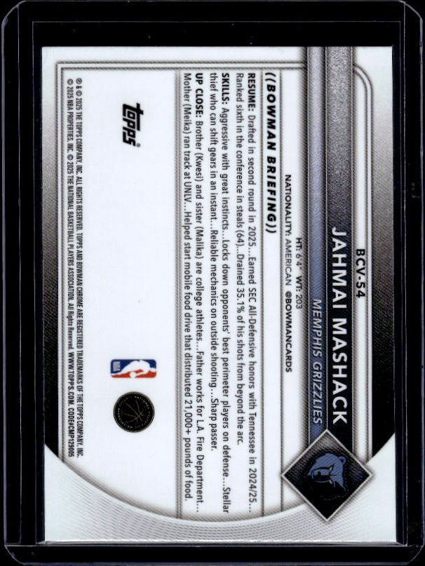 2025-26 Bowman #BCV-54 Jahmai Mashack Chrome