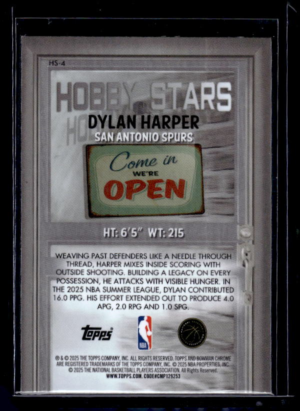 2025-26 Bowman #HS-4 Dylan Harper Hobby Stars