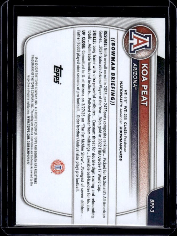 2025-26 Bowman #BPP-3 Koa Peat Prospects