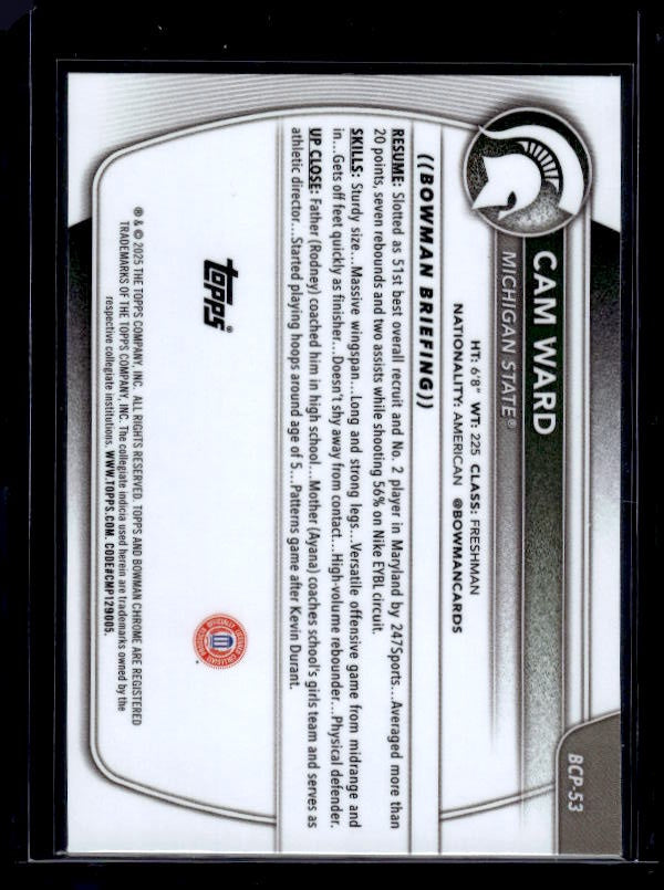 2025-26 Bowman #BCP-53 Cam Ward Chrome Prospects