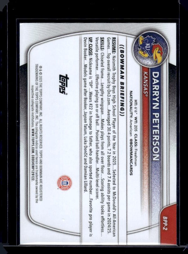 2025-26 Bowman #BPP-2 Darryn Peterson Prospects